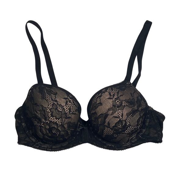Wacoal Lace Bra Women's Size 34C Black Lined Underwire Floral - Picture 1 of 5